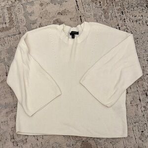 Banana Republic Ivory Crewneck Ribbed Sweater